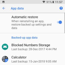 Backup and restore android apps and data in Oreo
