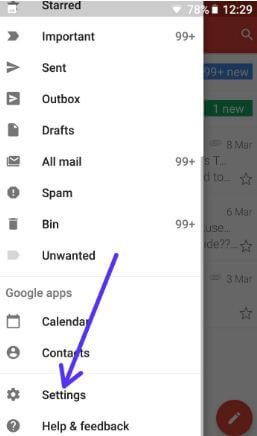 Gmail settings in android phone
