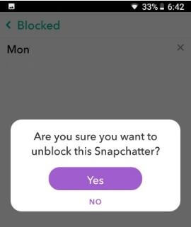 How to unblock someone on Snapchat android