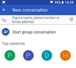 Add number or name to send picture message from Google Pixel