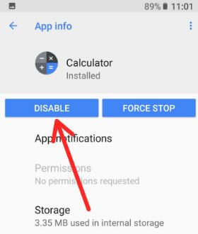 Disable app in Google Pixel 2 XL