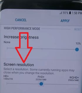 Galaxy S9 Performance mode settings