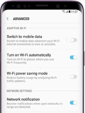 How to turn on wifi automatically Galaxy S9 and Galaxy S9 plus