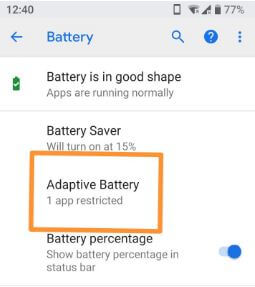 Adaptive battery in android P