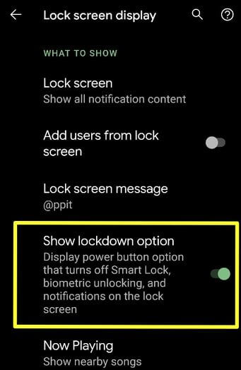 Android 10 Lockdown Mode Feature
