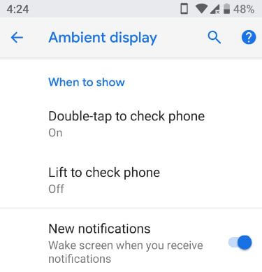 Android P ambient display feature