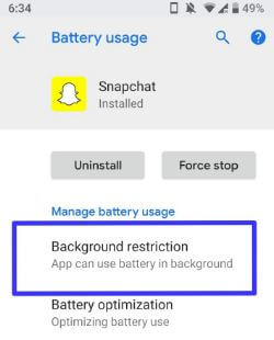 Background restriction in android P 9.0