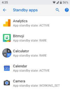 Change Standby bucket in android P