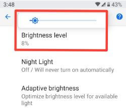 Change screen brightness in android P