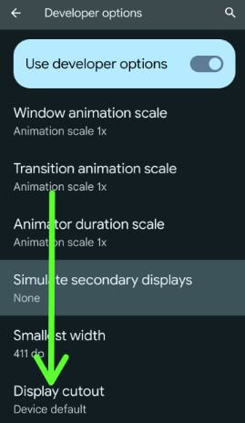Change simulate display with cutout on Android and Samsung