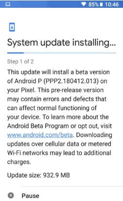 Download and install android P Beta on Google Pixel