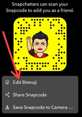 Edit Bitmoji in Snapchat android Smartphone
