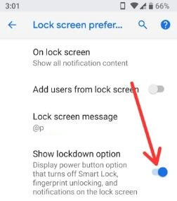 Enable show lock down in android P