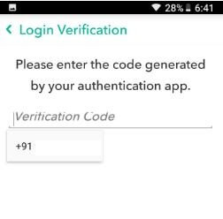 Enter Google Authentication app code