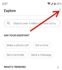 Google Assistant settings in android smartphone