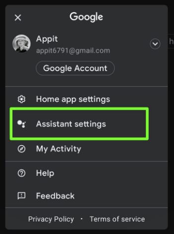 Google assistant voice settings on Android Phone