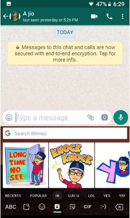 How to add Bitmoji to WhatsApp android phone