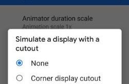 How to change simulate a display with a cutout in android P 9.0