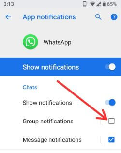 How to disable WhatsApp group notification in android 8 Oreo