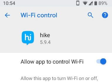 How to disable app to control Wi-Fi in android P 9.0
