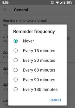 How to set time to take a break YouTube in android device