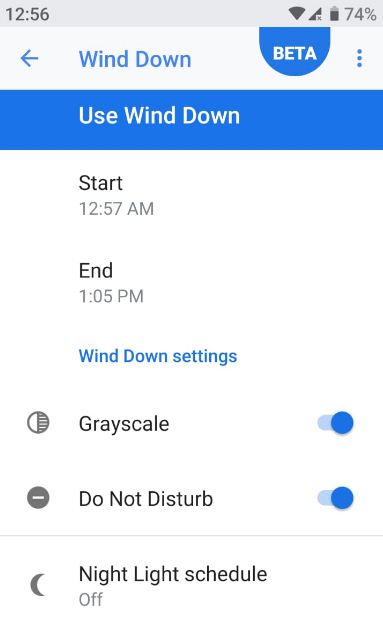 How to use Wind Down Android Pie 9