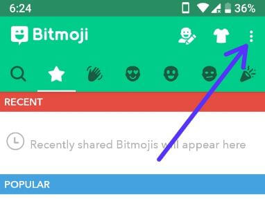 Open Bitmoji settings in android phone