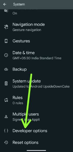 Open Developer option settings on your Android and Samsung