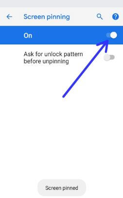 Screen Pinning in android P
