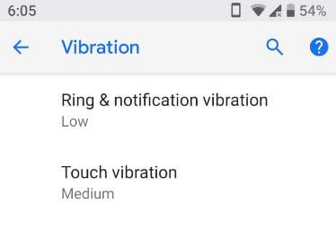 Touch vibration in android P