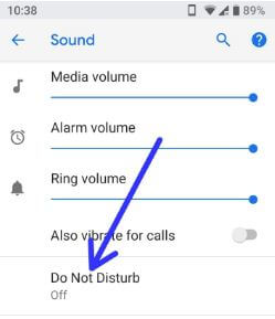 Turn off Do Not Disturb in android P 9.0