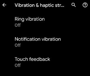Turn off Vibrations in Android 10