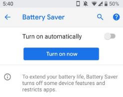 Turn off automatically battery saver in android P