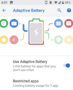 Use Adaptive battery in android P OS