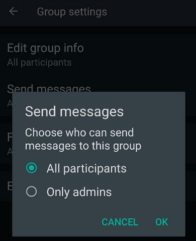 WhatsApp New Group Features Android to restrict messages
