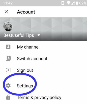 YouTube settings in android