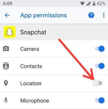 Disable location permission on Snap map android device