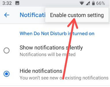 Enable Custom DND settings in android P