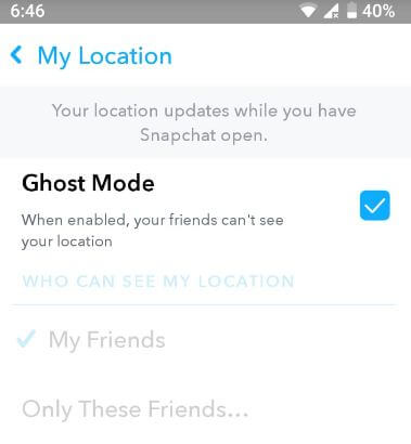 Hide location on Snap map android phone