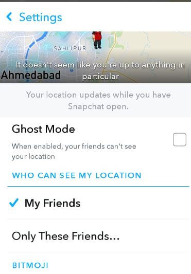 Hide your location on Snap Map android phone