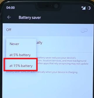 How to turn on battery saver in OnePlus 6