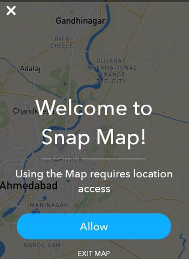 Snap map in Snapchat android devices