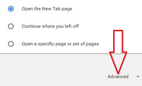 Advanced settings in chrome browser