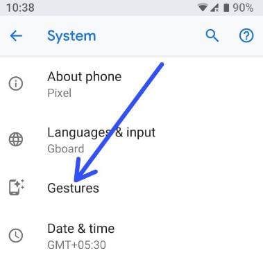 Android P Gestures settings