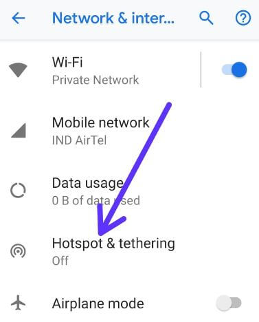 Android P Hotspot and tethering settings