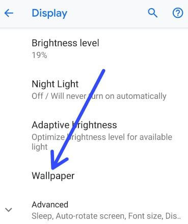 Android P wallpaper settings