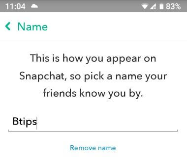 Change display name on Snapchat android