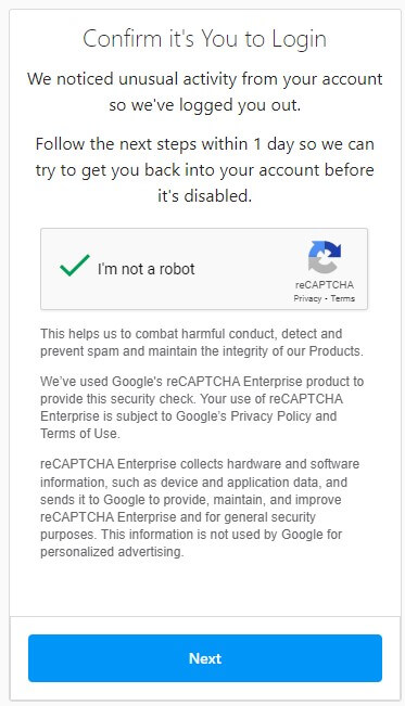 Confirm your Instagram identity to delete Instagram account