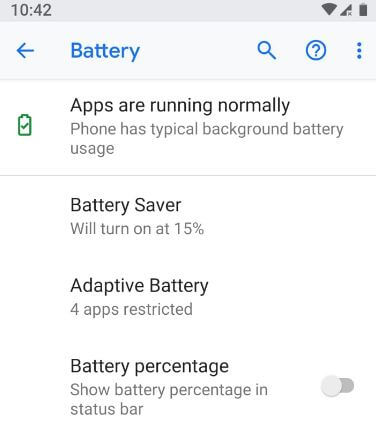 How to show battery percentage on Google Pixel 3
