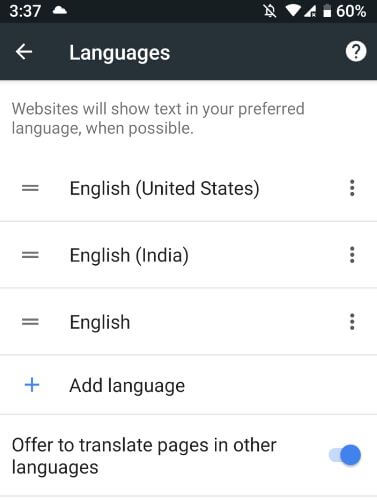 How to stop Google chrome to translate a page on android